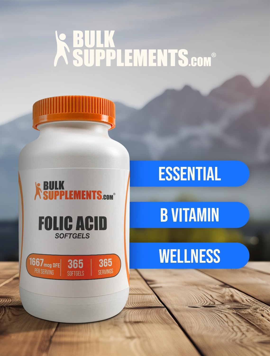 365 Count Folic Acid Softgels - 1700 mcg Vitamin B9 Supplement - Gluten Free Folate - 1 Softgel per Serving