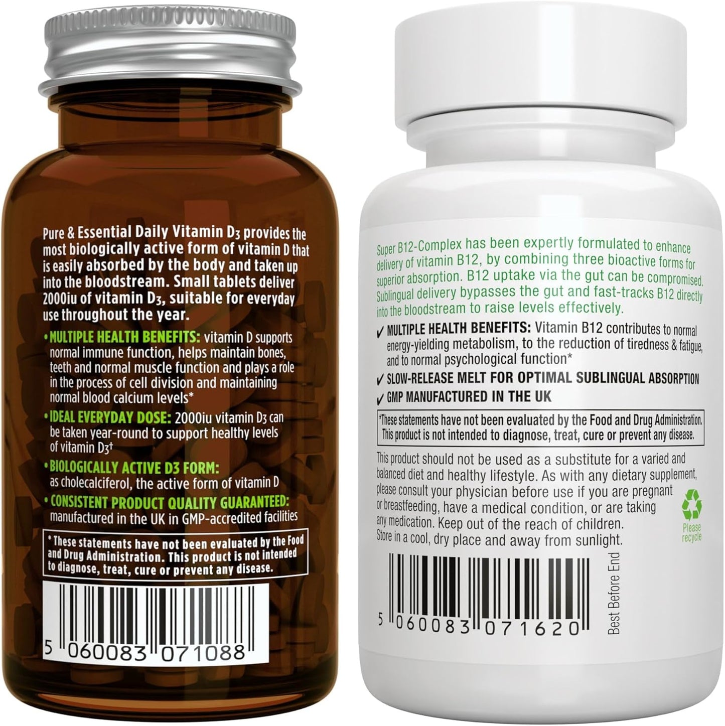 365 Day Supply of Igennus Healthcare Nutrition Vitamin D3 (2000iu) + Super B12-Complex Bundle for Vegetarians