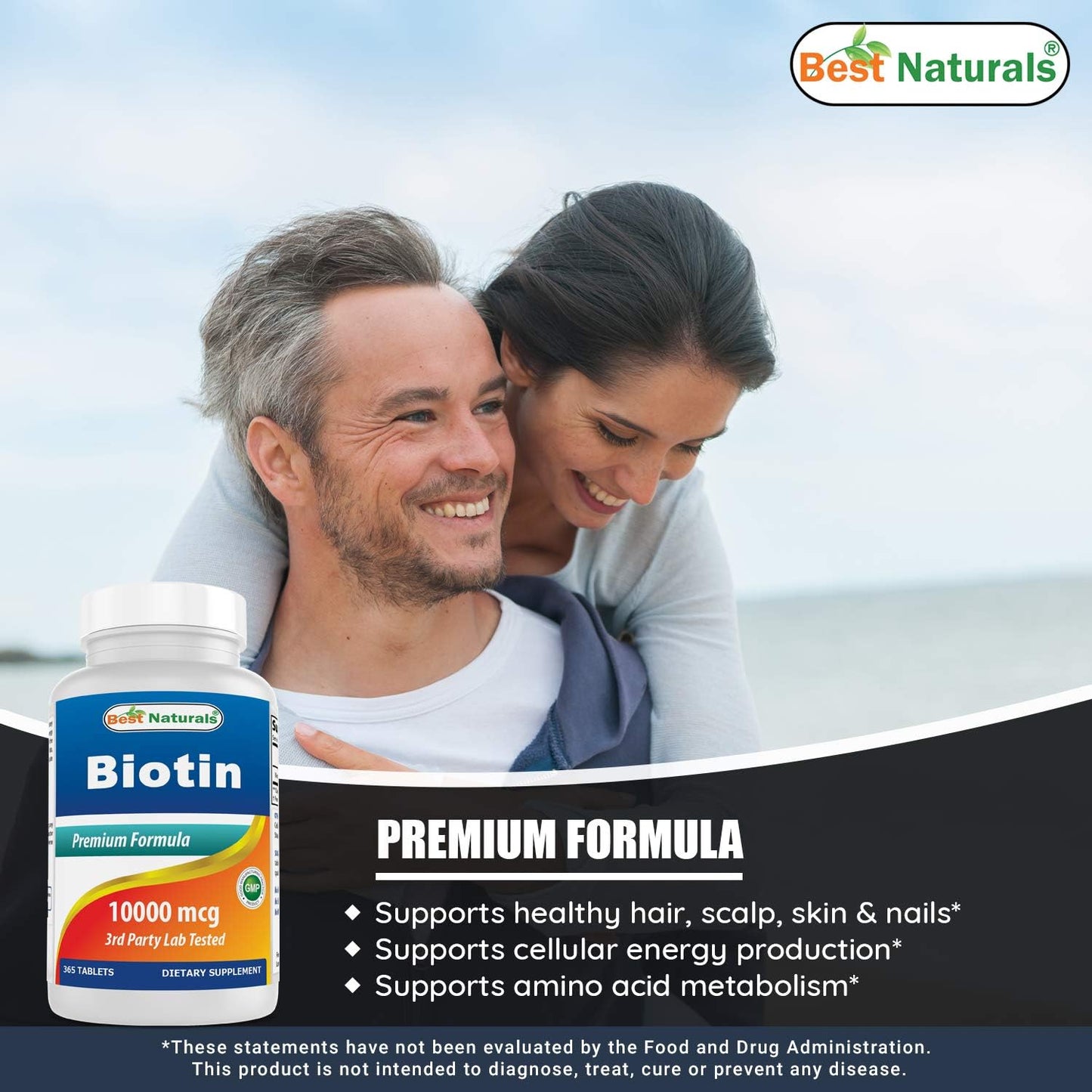 365 Tablets of Best Naturals Biotin 10,000 mcg (Vitamin B7) - Pack of 2