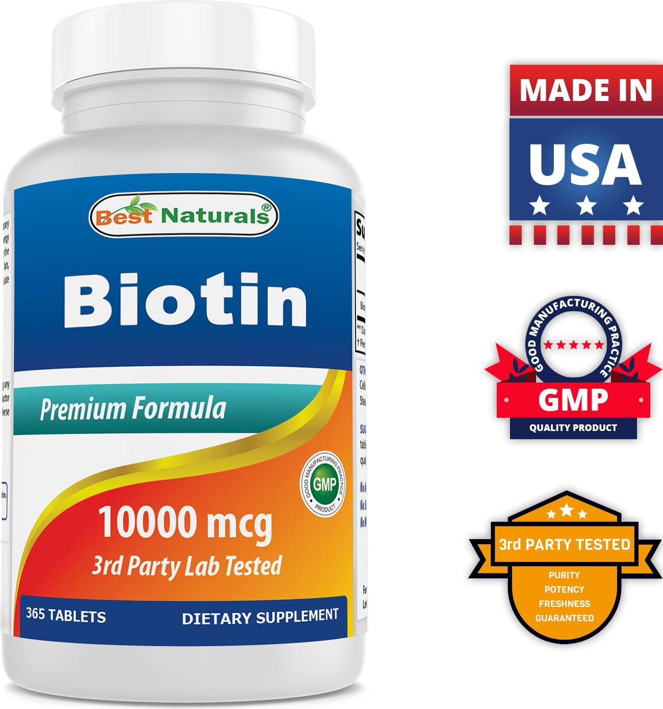 365 Tablets of Best Naturals Biotin 10,000 mcg (Vitamin B7) - Pack of 2