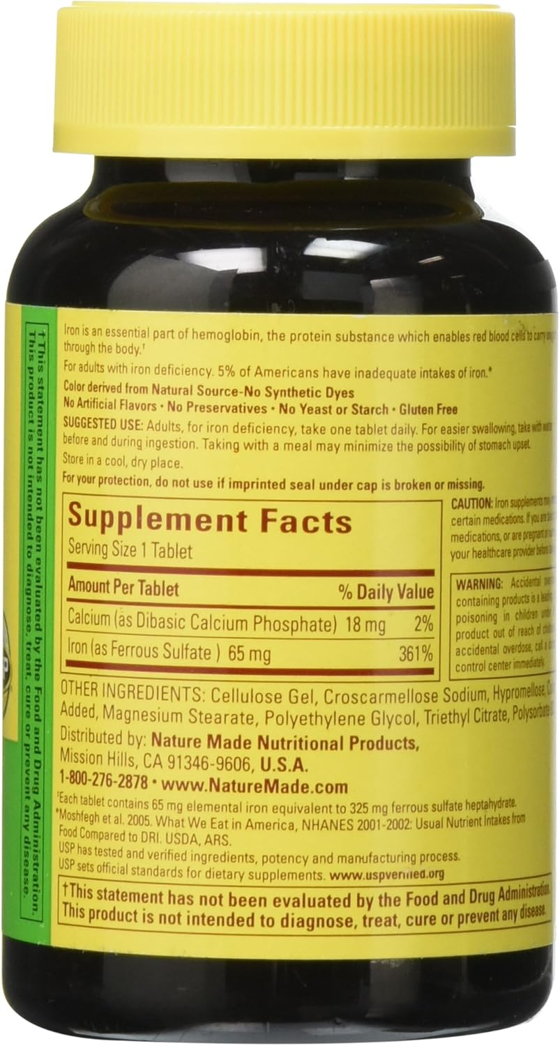365 Tablets of Nature Made Iron 65 mg for Daily Iron Support