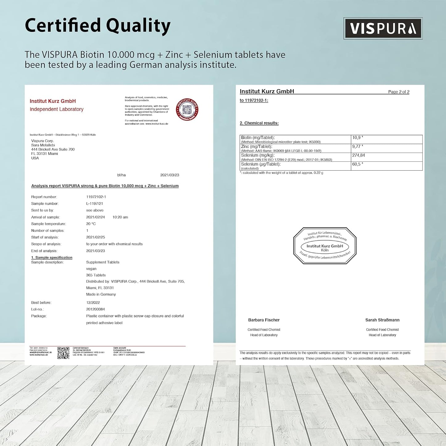 365 Tablets VISPURA Biotin 10000 mcg + Zinc + Selenium for Hair Growth, Skin & Nails - Pure Vegan Supplement, Extra Strong Formula without Additives, 1 Year Supply