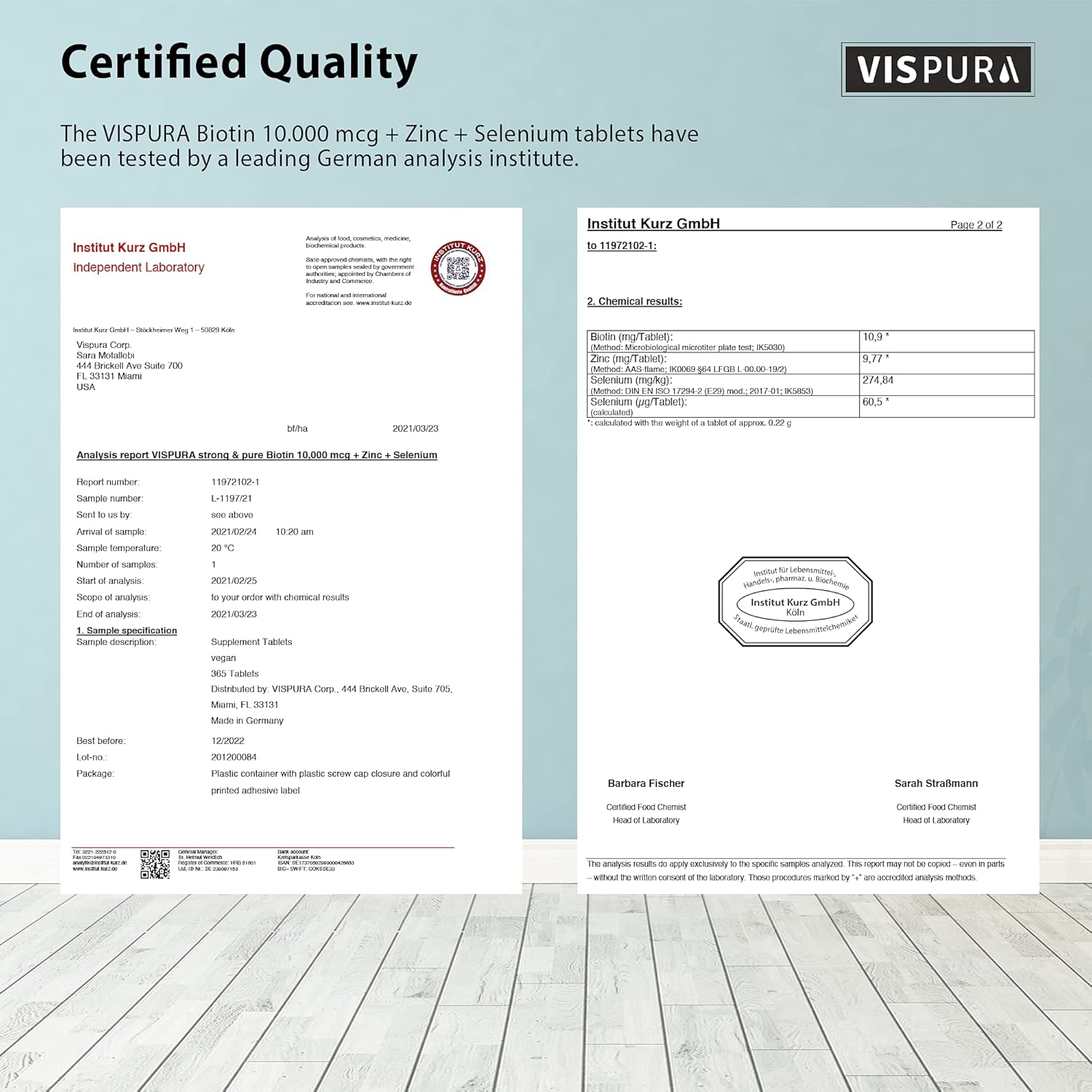 365 Tablets VISPURA Biotin 10000 mcg + Zinc + Selenium for Hair Growth, Skin & Nails - Pure Vegan Supplement, Extra Strong Formula without Additives, 1 Year Supply