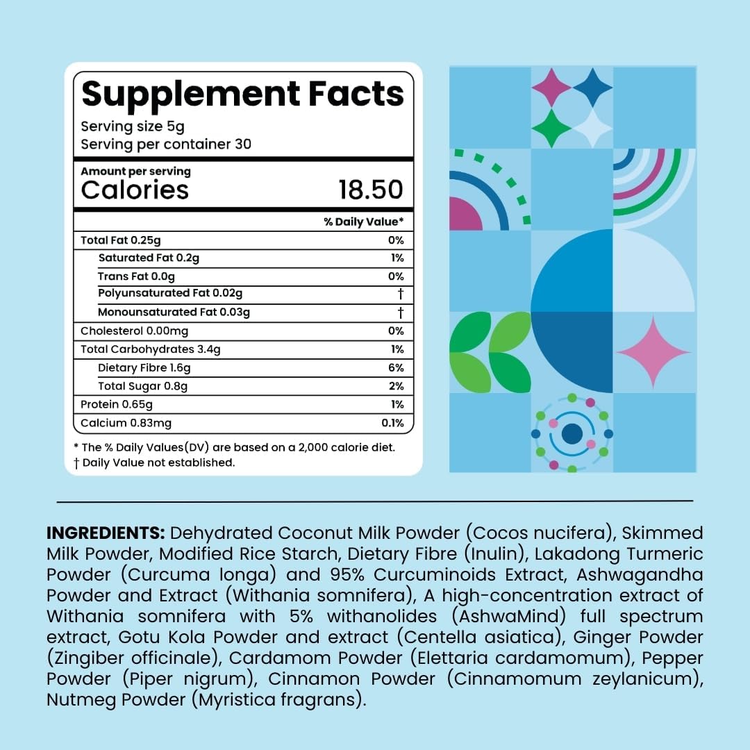365veda Focus Superfood Latte Butterscotch Sachets with Ashwagandha, Curcumin, and Gotu Kola for Memory & Focus, 100% Natural, Gluten-Free, Non-GMO (30 Count)