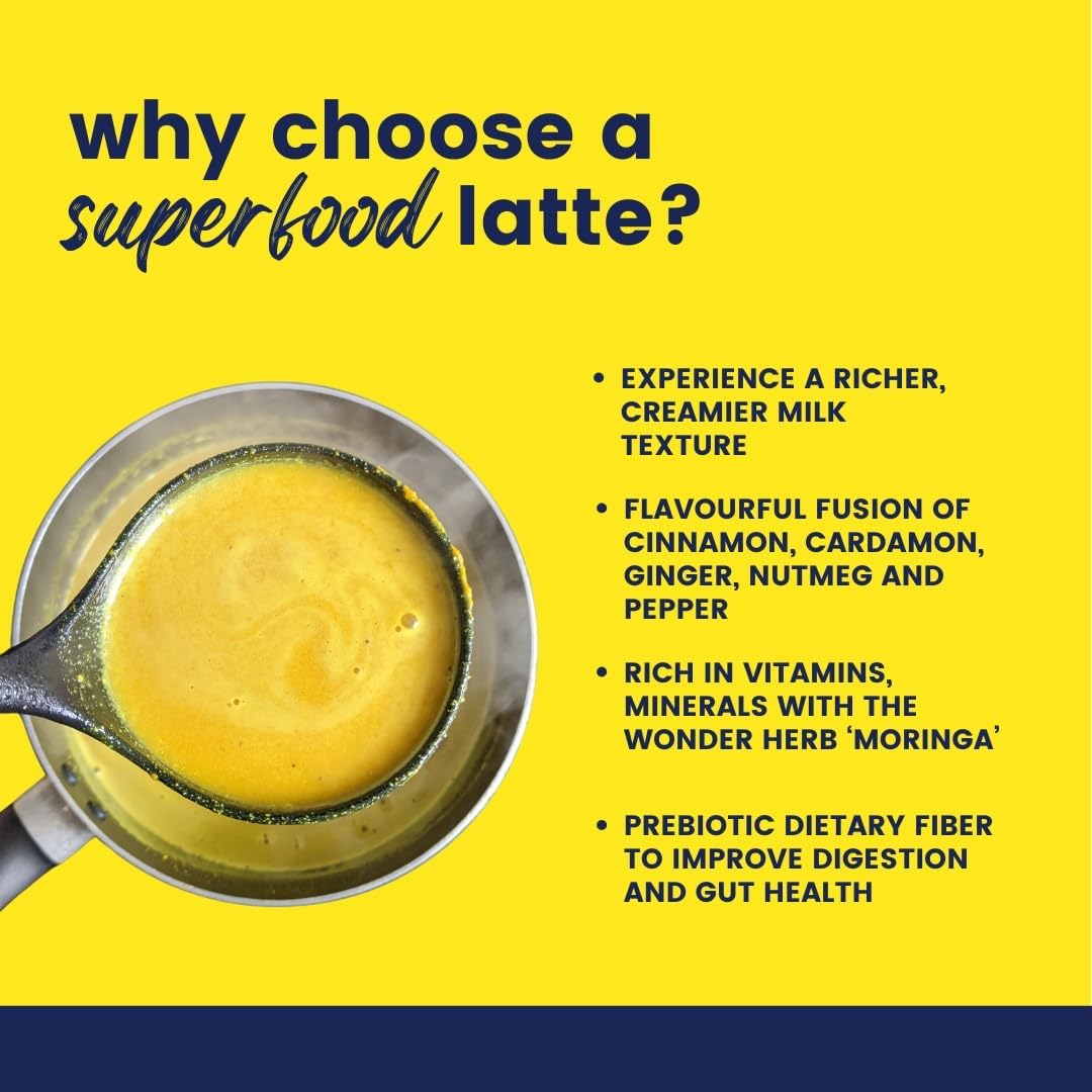 365veda Immunity Boost Latte: Moringa & Giloy, Turmeric, 100% Natural, Supports Digestion, Gluten-Free Sachets (30)