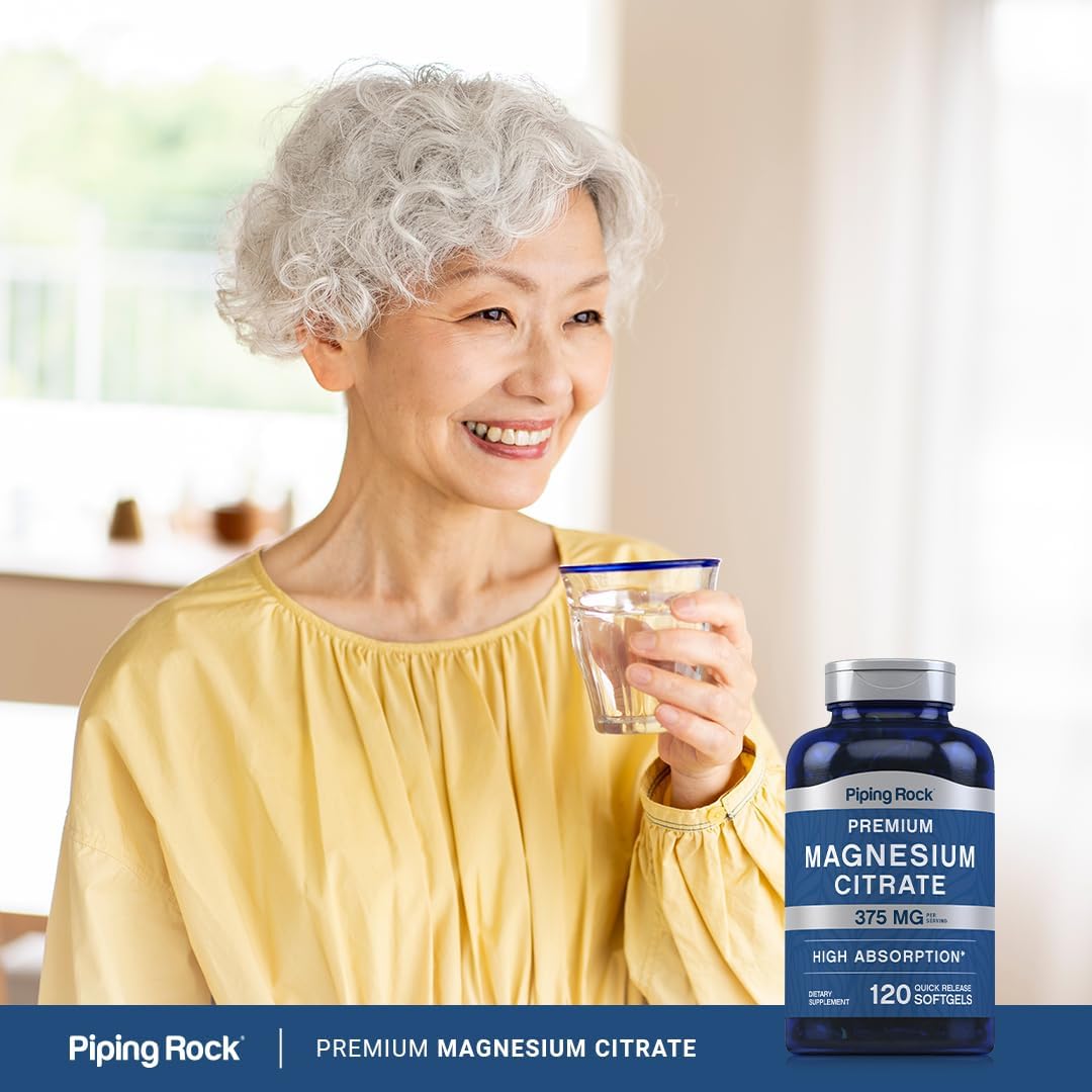 375 mg Magnesium Citrate Softgels for High Absorption - Non-GMO & Gluten Free - 120 Count