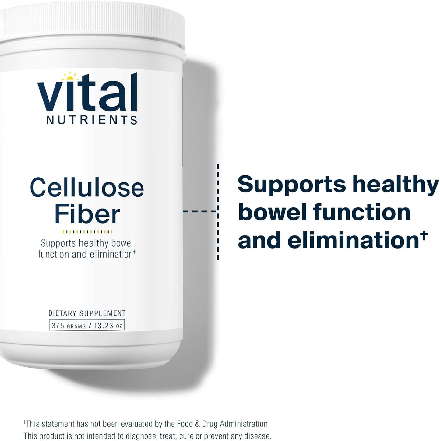 375g Cellulose Insoluble Fiber Powder Capsules for Healthy Bowel Function | Non-GMO Fiber Supplement | Gluten, Dairy, Soy Free