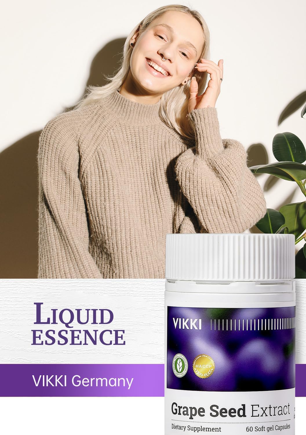 38100mg Grape Seed Extract Capsules with OPC Blueberry Essence - 60 Count, Maximum Strength by Vikki