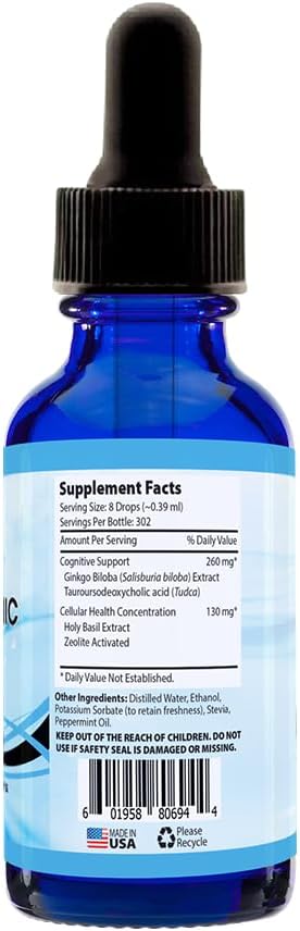 390 mg Absonutrix Zeolite Volcanic Activated with Tudca Liquid Supplement - 4 Oz, 302 Servings - Made in USA, Non-GMO, GMP Certified