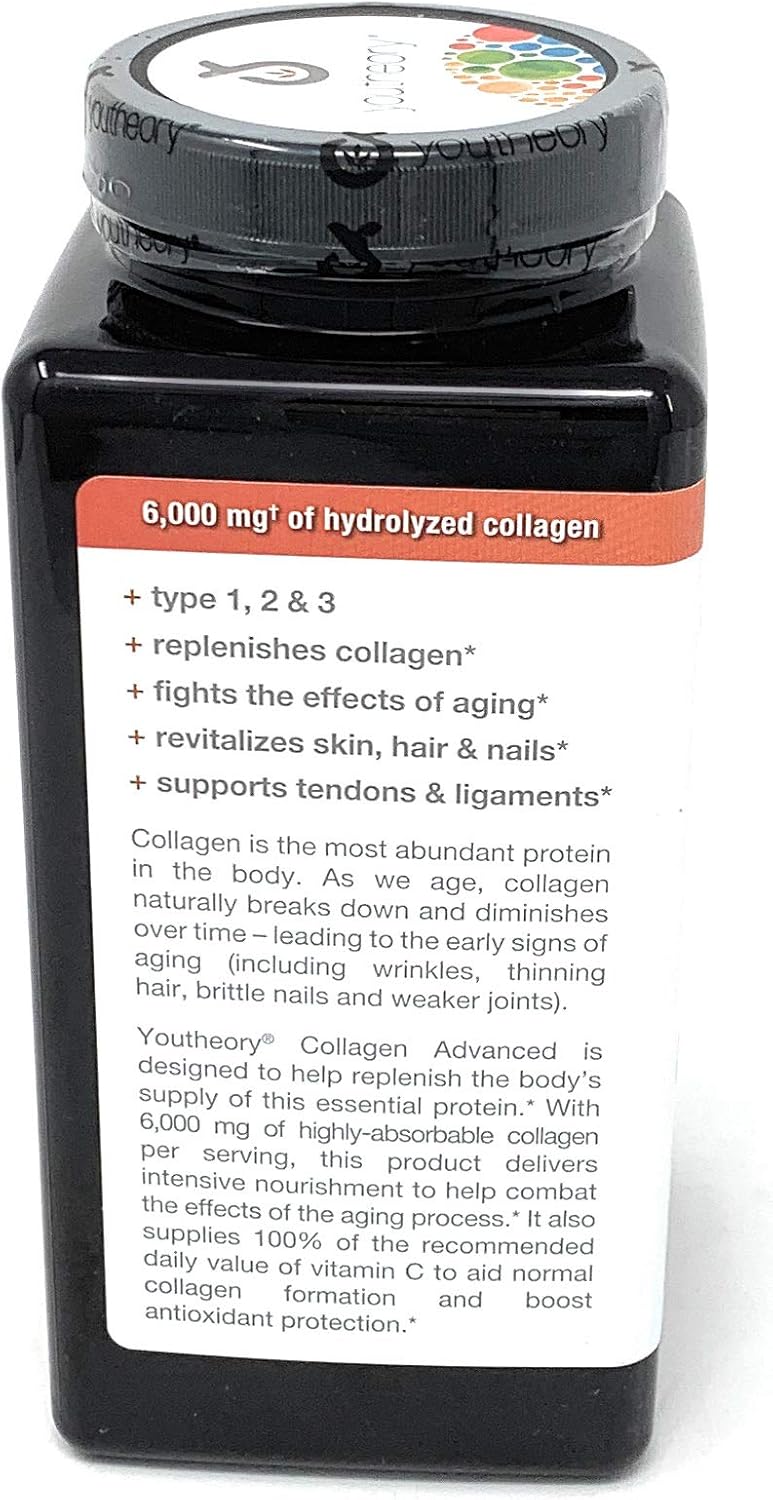 390 Tablets Youtheory Collagen with Biotin Supplement for Hair, Skin & Nails
