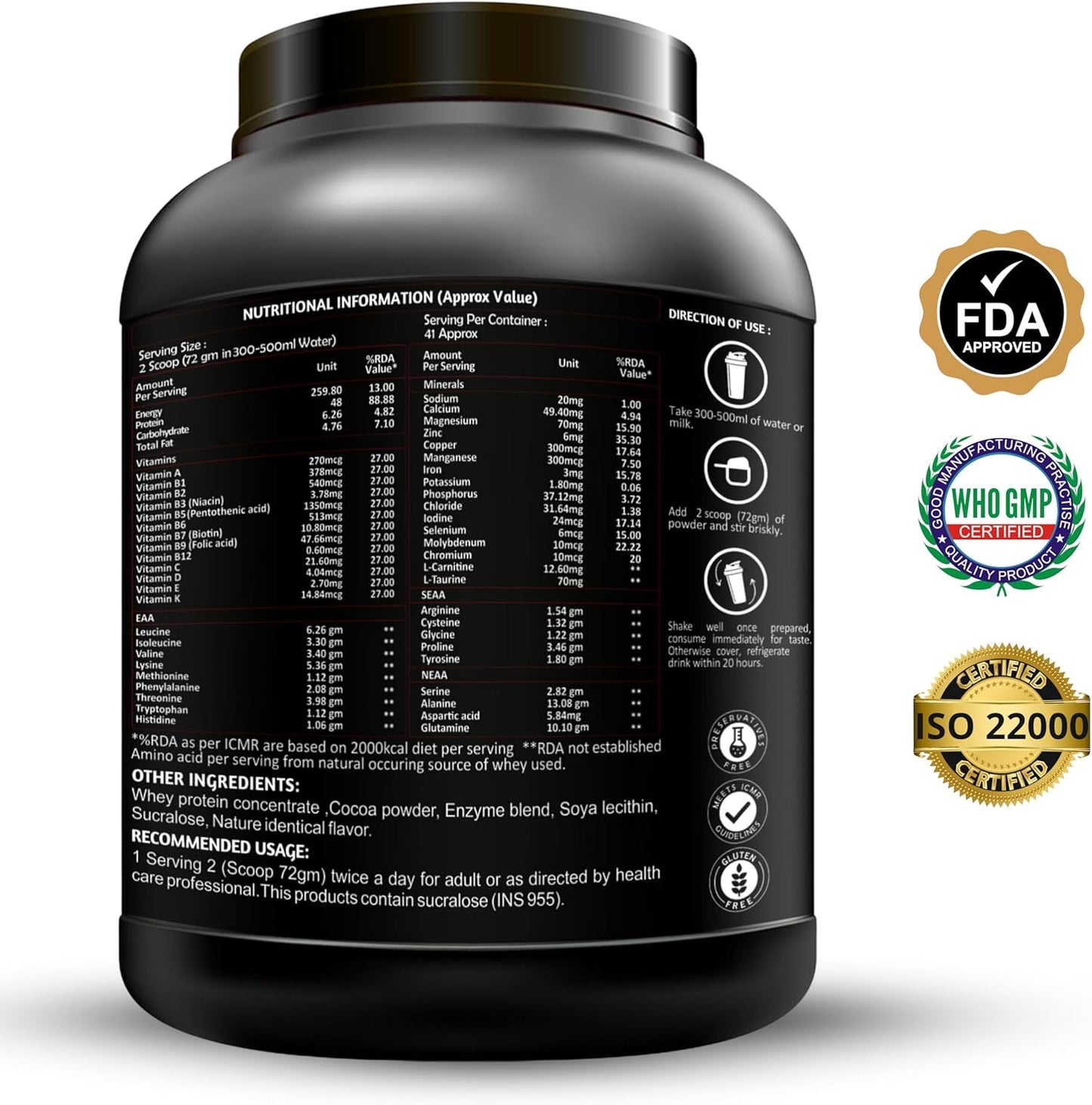 3kg FitBal Whey Gold++ Protein Powder - Cream & Cookies Flavor - Premium Quality Supplement