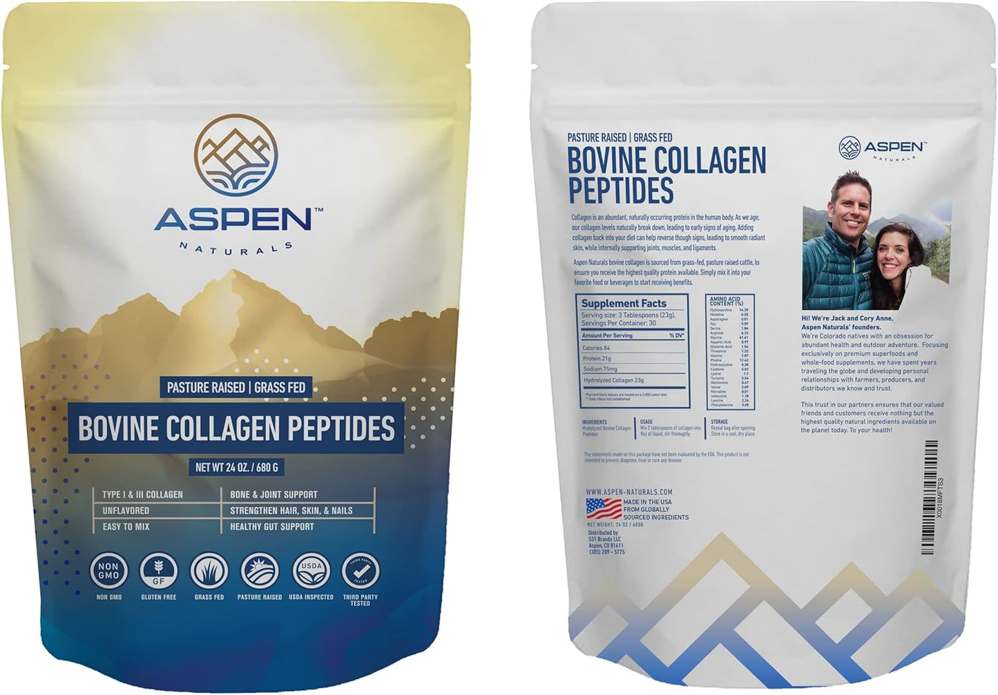 3lb Grass-Fed Bovine Collagen Peptides Powder for Women - USA Sourced, Gluten Free, Paleo Friendly, Flavorless