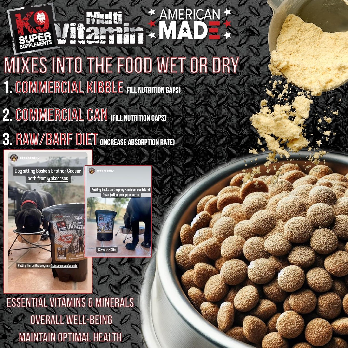3Lb K9 Multivitamin Supplement for Immunity, Muscle Growth, Digestion, and Coat Health - Nutrient-Dense Pet Vitamins