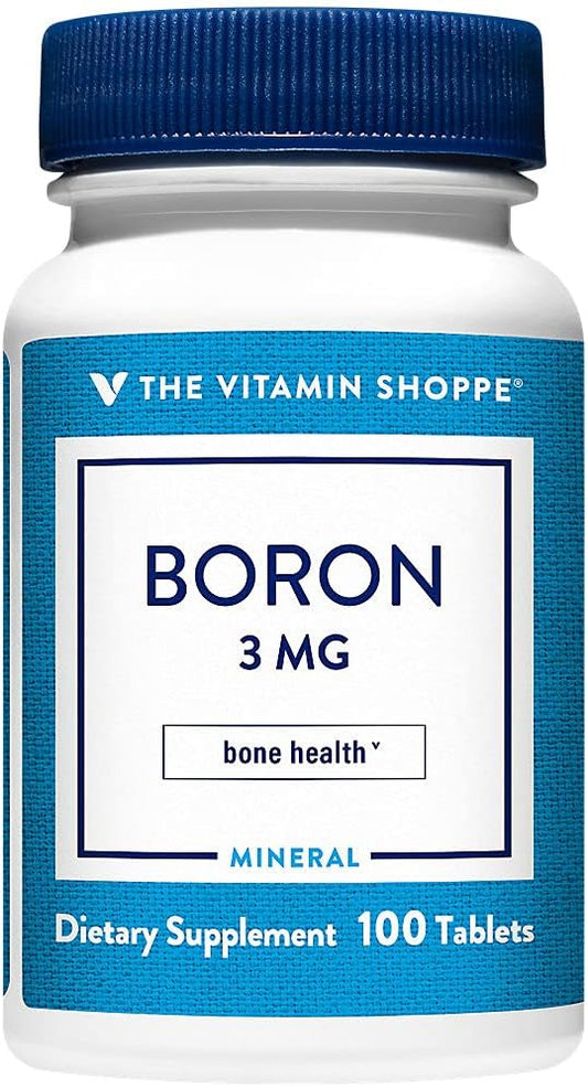 3MG Chelated Boron Tablets for Bone Support - High Absorption Mineral Supplement by The Vitamin Shoppe