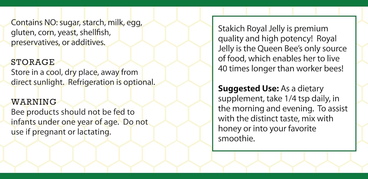 3X Concentrated Stakich Royal Jelly Powder - 1.5 Ounce - Freeze Dried and Pure