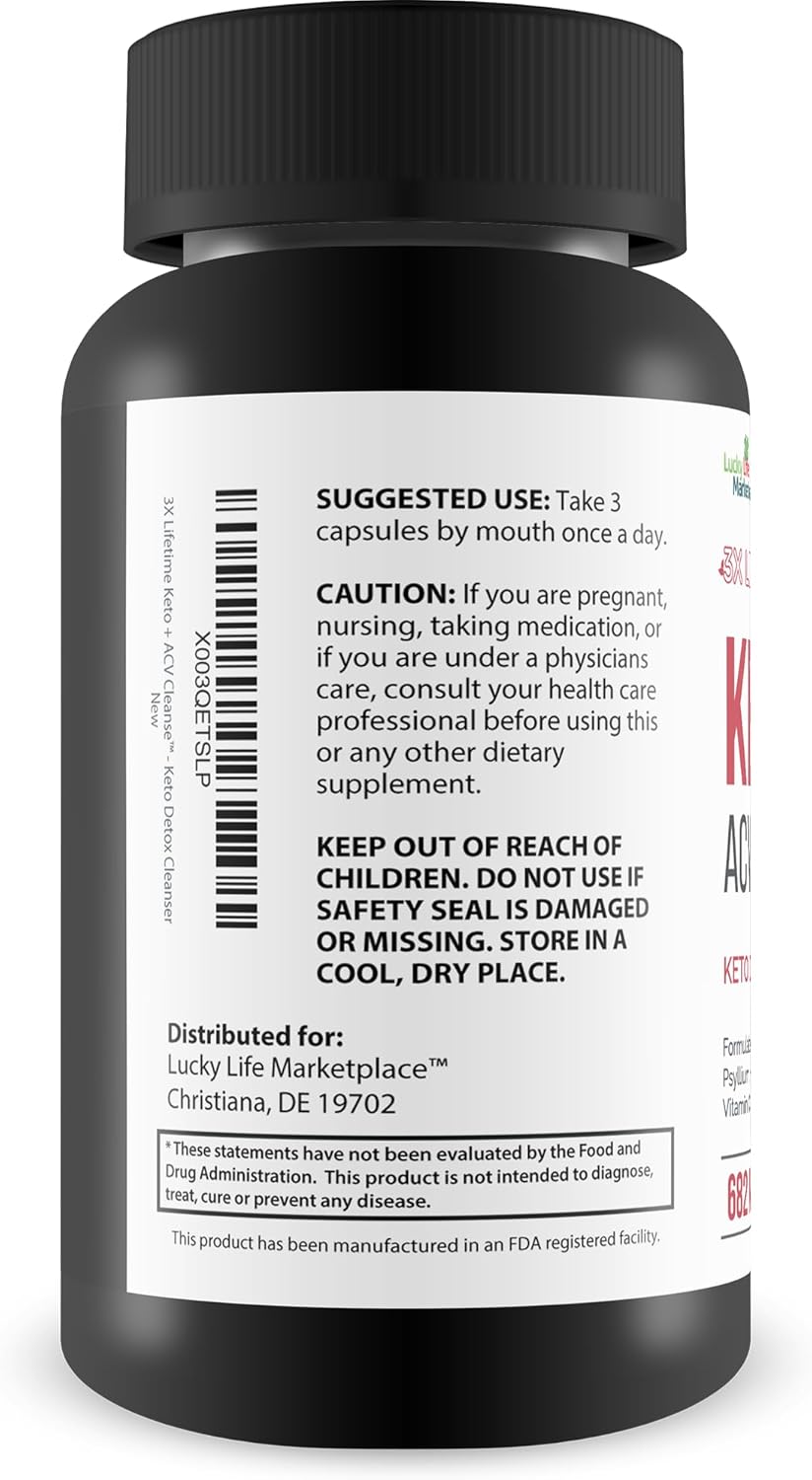 3X Lifetime Keto + ACV Cleanse for Full Body Detox - 90 Day Supply - Reduce Belly Bloat & Boost Energy - Psyllium Digestive Support - Keto Cleanser