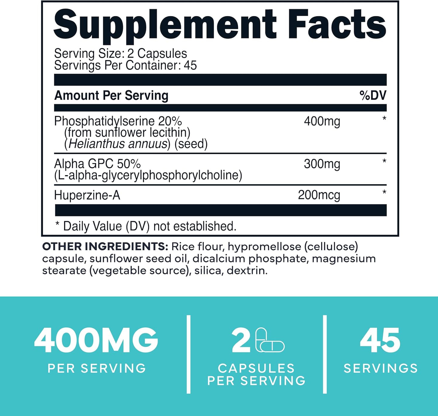 3X Strength Phosphatidylserine Nootropic Supplement with Alpha GPC and Huperzine A for Clean Focus and Memory Support