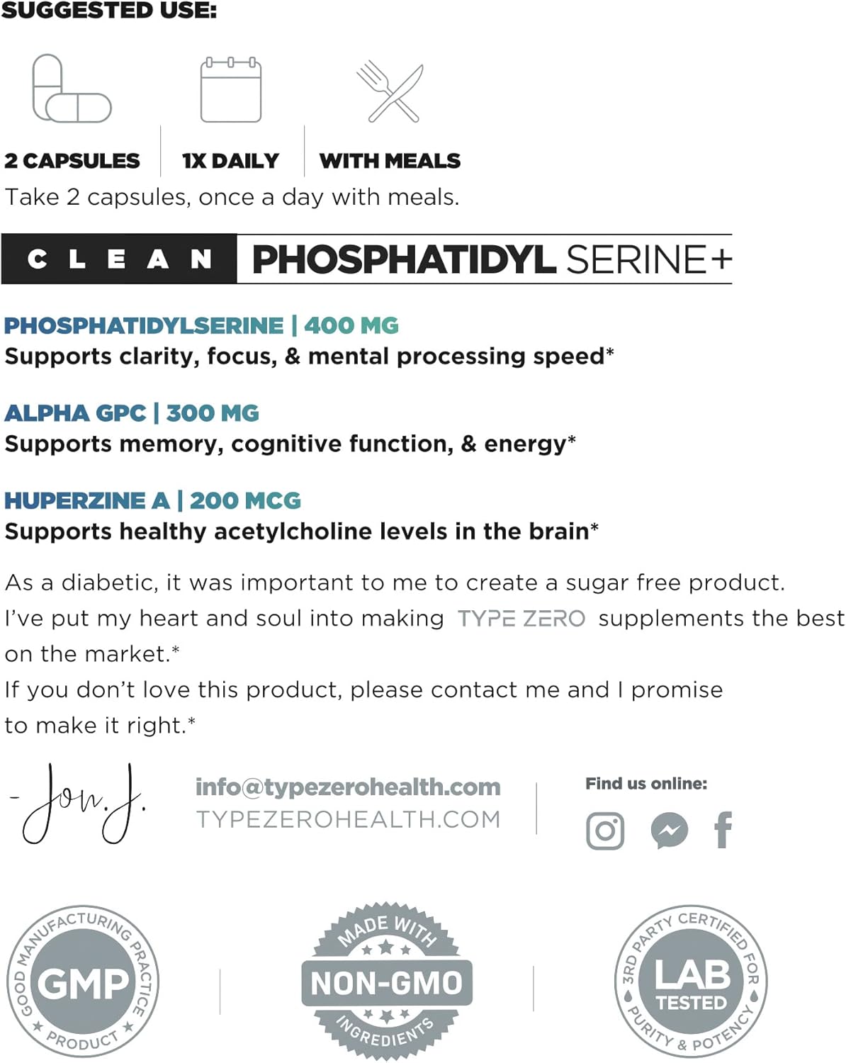 3X Strength Phosphatidylserine Nootropic Supplement with Alpha GPC and Huperzine A for Clean Focus and Memory Support