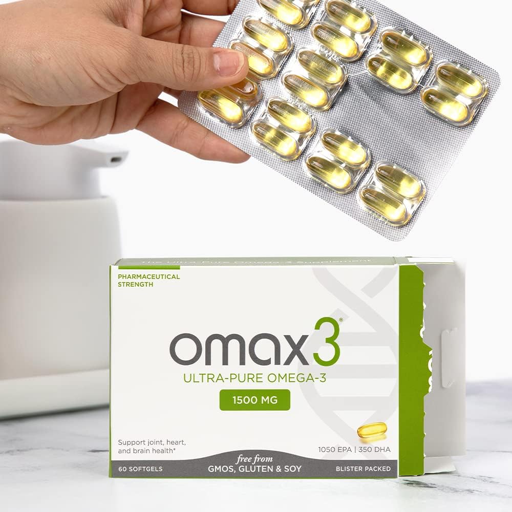 4 Boxes Omax3 Ultra-Pure Omega-3 Fish Oil Pills | High EPA DHA Concentration, 1500MG, Gluten Free, Non-GMO | Made in USA, 240 Softgels (4 Boxes)