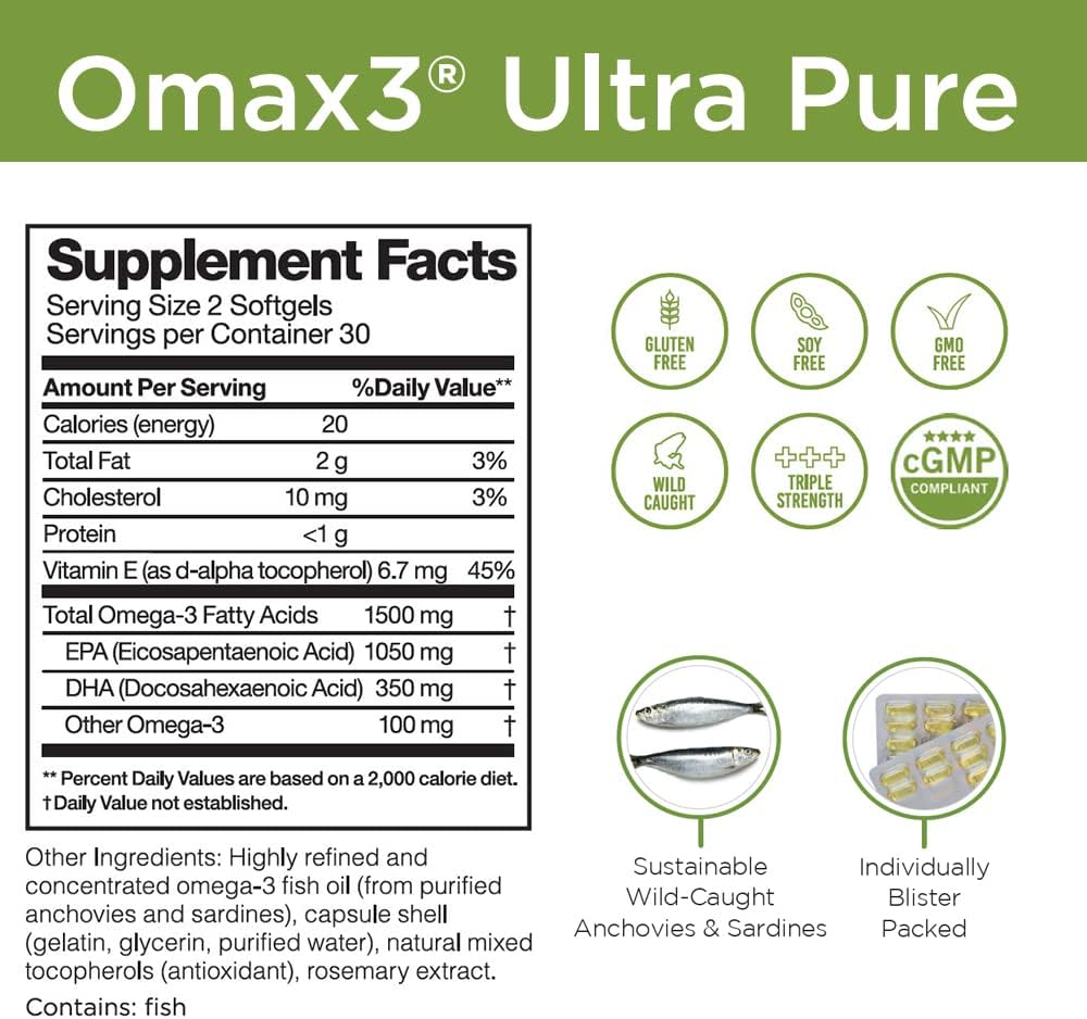 4 Boxes Omax3 Ultra-Pure Omega-3 Fish Oil Pills | High EPA DHA Concentration, 1500MG, Gluten Free, Non-GMO | Made in USA, 240 Softgels (4 Boxes)
