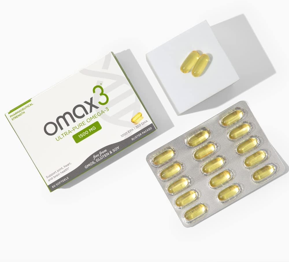 4 Boxes Omax3 Ultra-Pure Omega-3 Fish Oil Pills | High EPA DHA Concentration, 1500MG, Gluten Free, Non-GMO | Made in USA, 240 Softgels (4 Boxes)