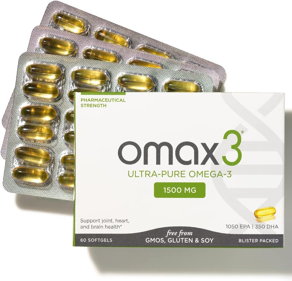 4 Boxes Omax3 Ultra-Pure Omega-3 Fish Oil Pills | High EPA DHA Concentration, 1500MG, Gluten Free, Non-GMO | Made in USA, 240 Softgels (4 Boxes)