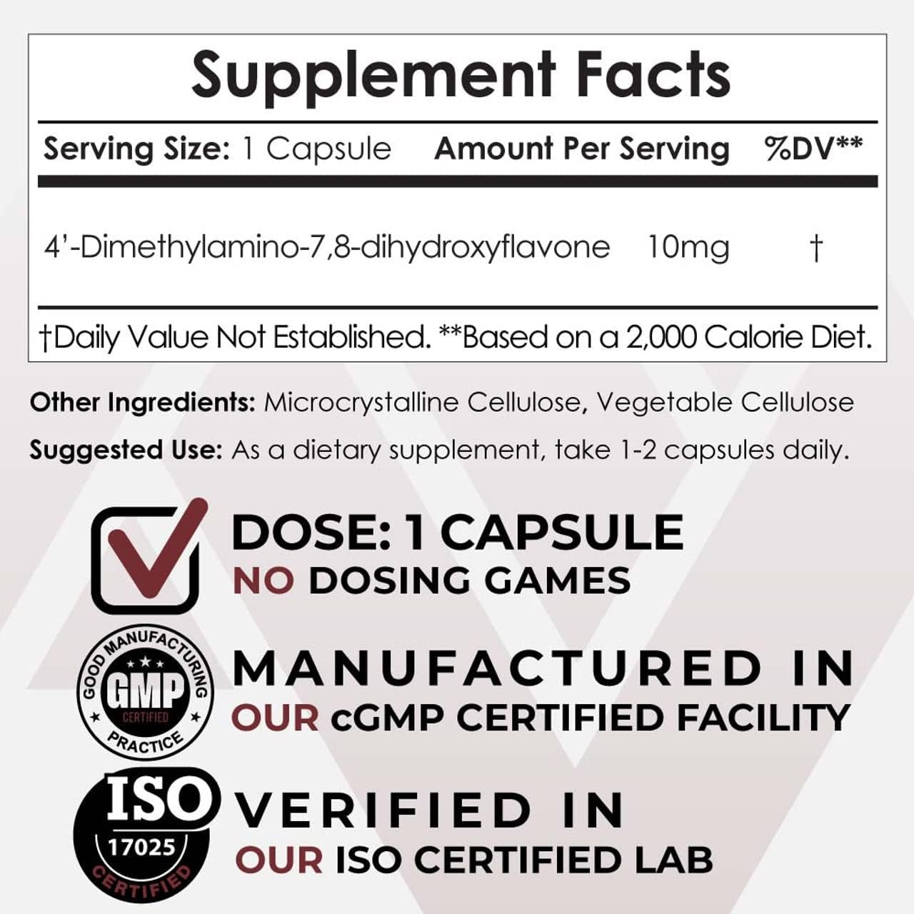 4'-DMA-7,8-DHF Nutritional Supplement Capsules - 10mg - 30 Count - Nootropics Depot - 4'-DMA-7,8-Dihydroxyflavone