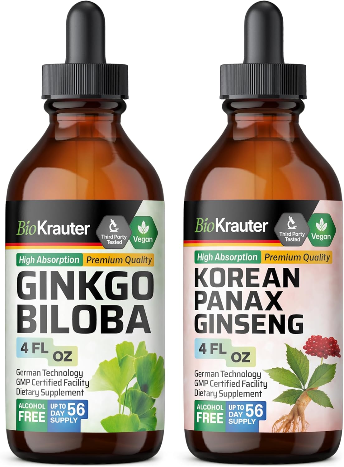 4 Fl. Oz. Ginkgo Biloba and Ginseng Tincture Set by BIO KRAUTER