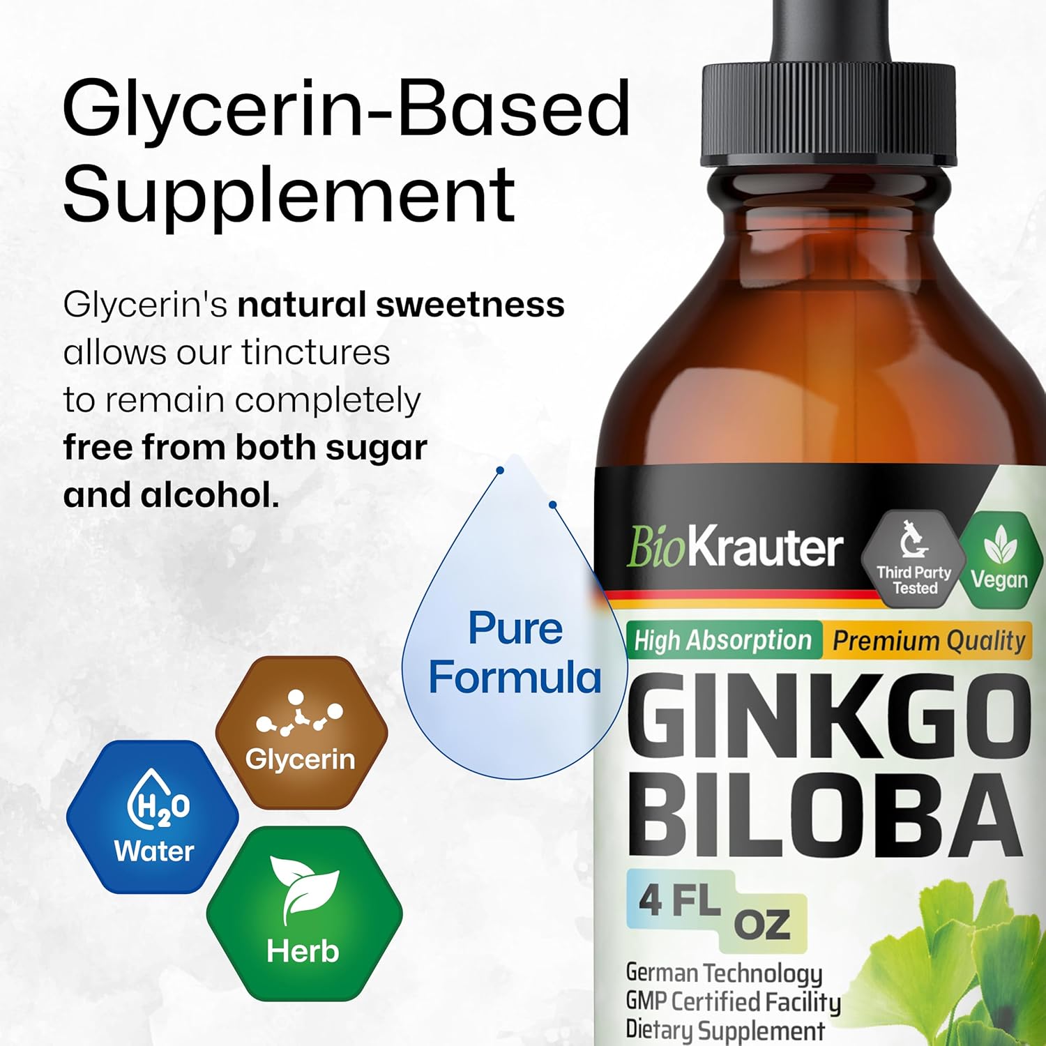 4 Fl. Oz. Ginkgo Biloba and Ginseng Tincture Set by BIO KRAUTER