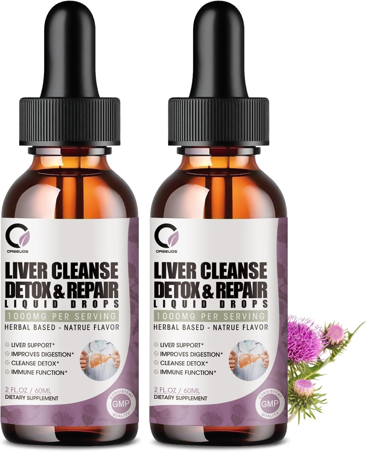 4 Fl Oz Liver Cleanse & Detox Liquid Drops - 1000mg Milk Thistle Extract Supplement for Liver Repair, Antioxidant & Digestive Support
