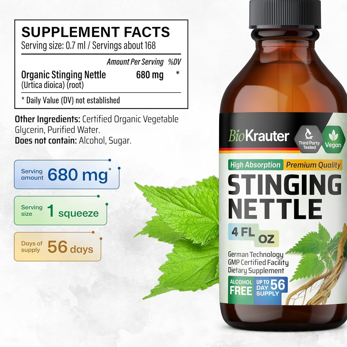 4 Fl. Oz. Pine Pollen and Stinging Nettle Tinctures by BIO KRAUTER