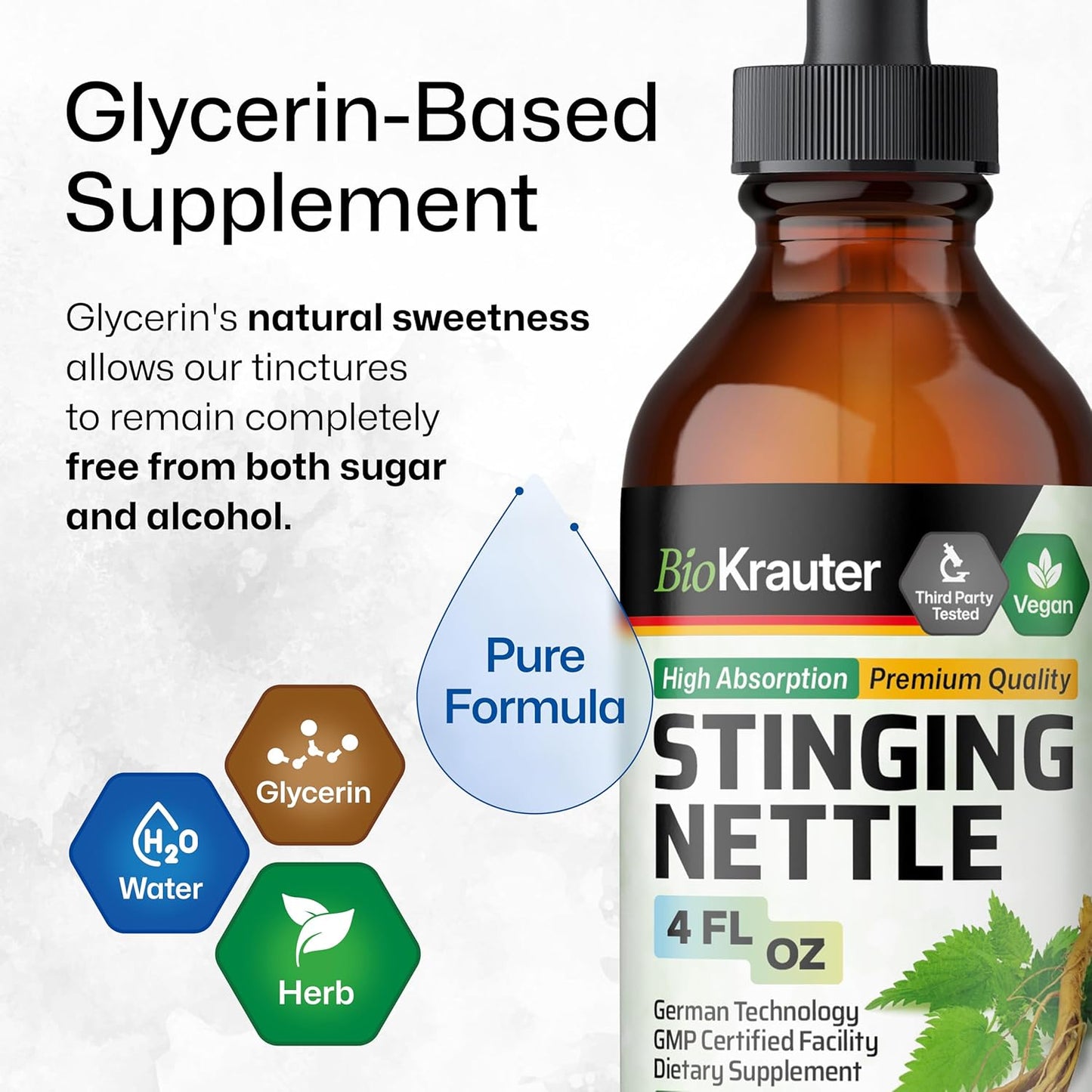 4 Fl. Oz. Pine Pollen and Stinging Nettle Tinctures by BIO KRAUTER