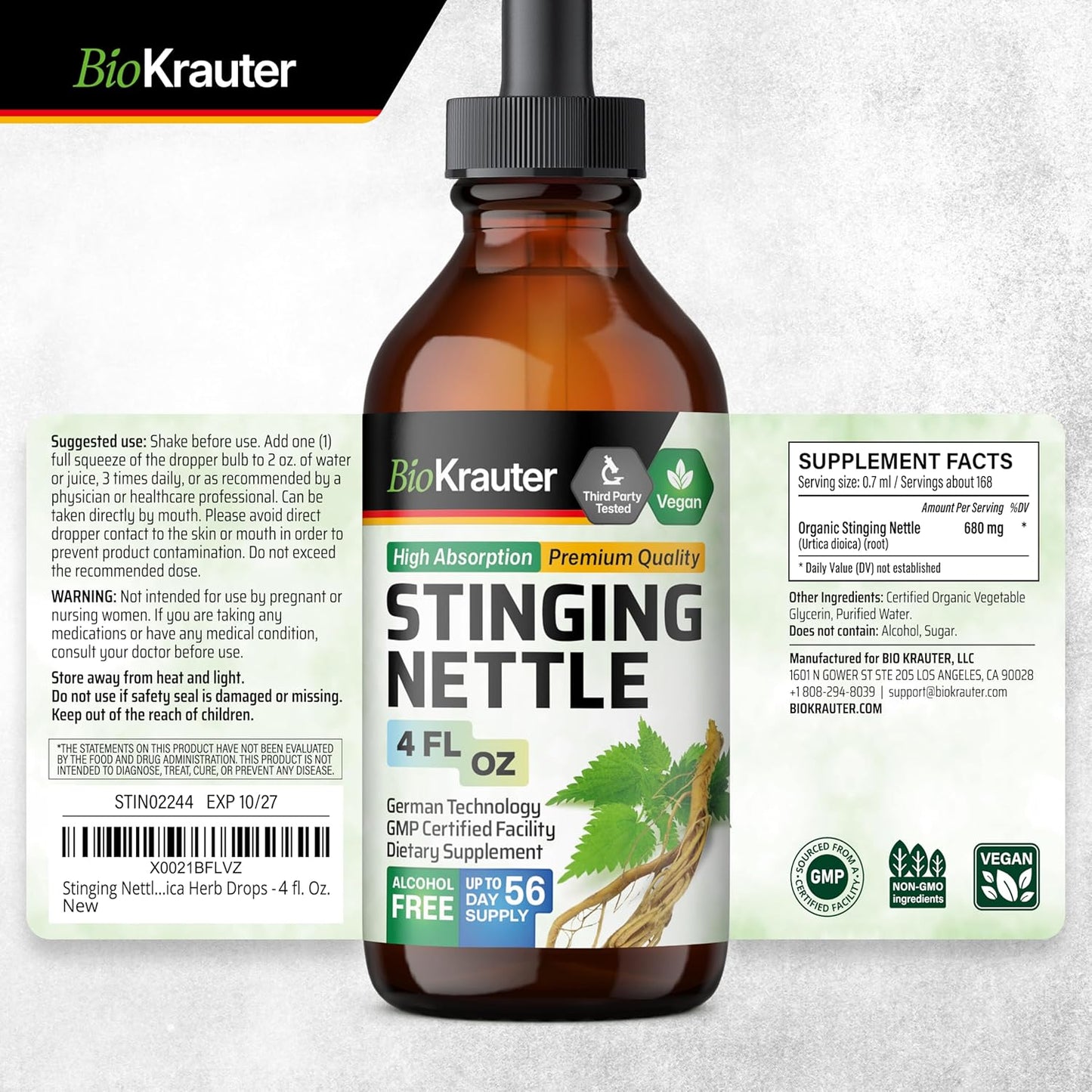 4 Fl. Oz. Pine Pollen and Stinging Nettle Tinctures by BIO KRAUTER