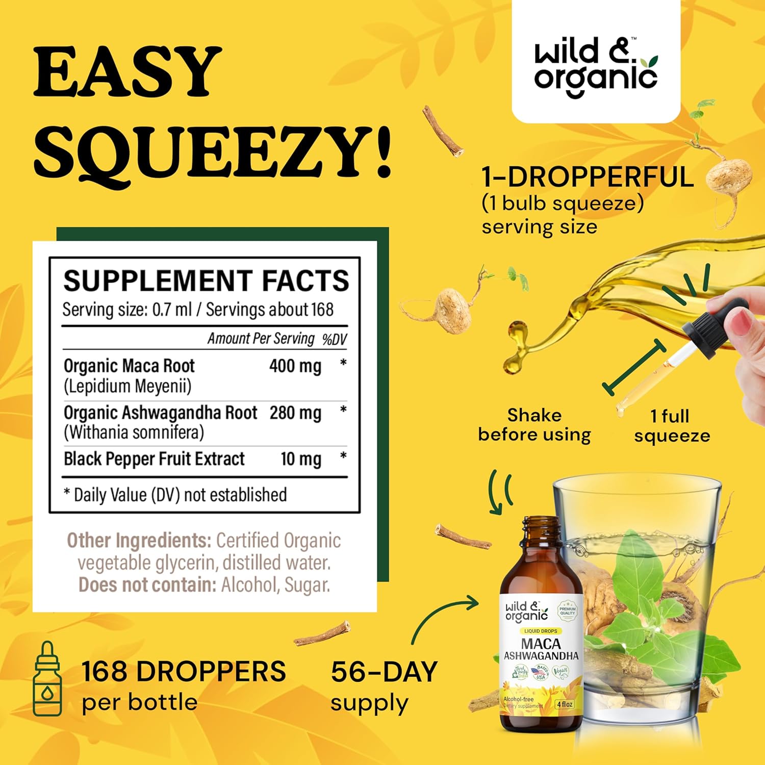 4 fl oz Wild & Organic Maca Ashwagandha Tincture with Lion's Mane Tincture