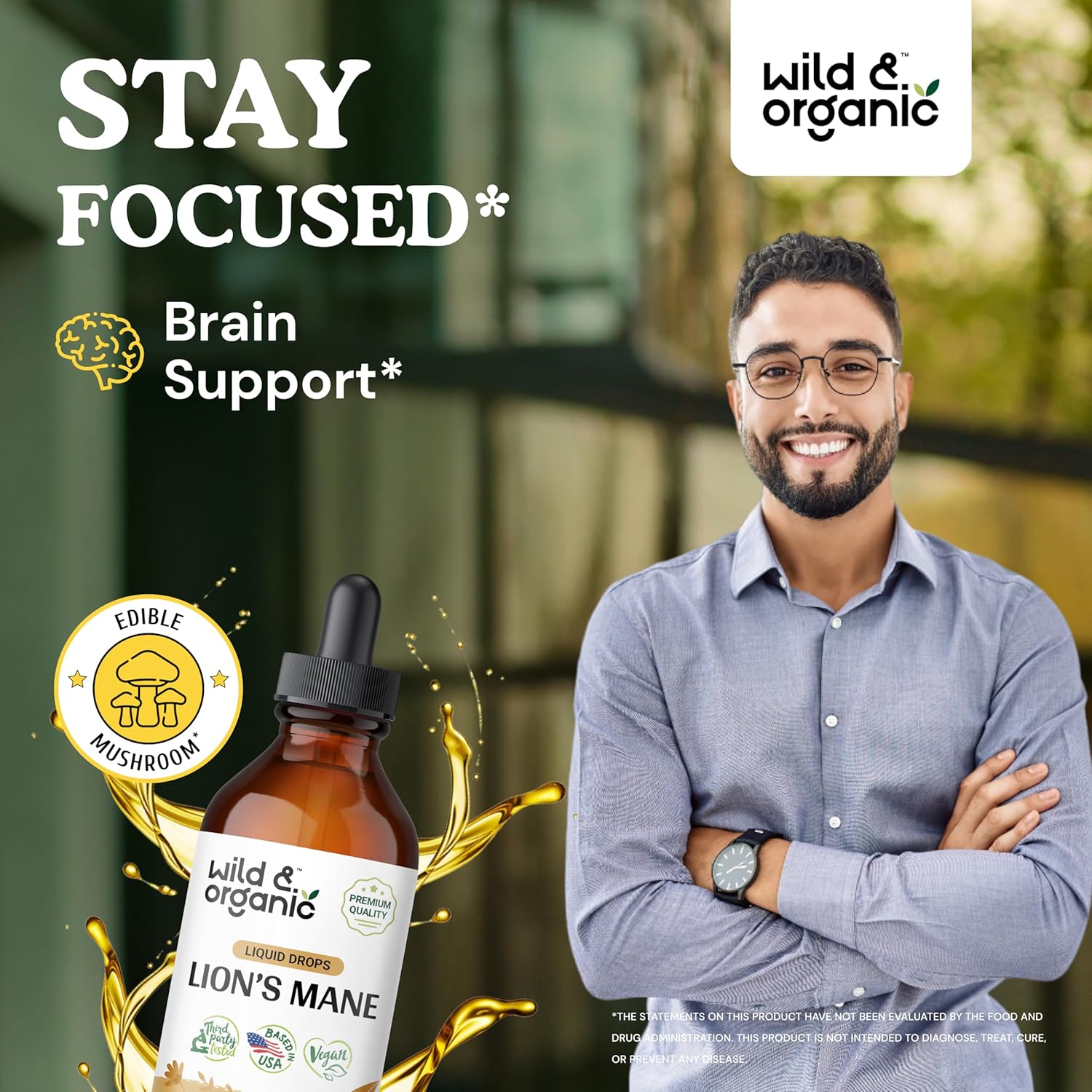 4 fl oz Wild & Organic Maca Ashwagandha Tincture with Lion's Mane Tincture