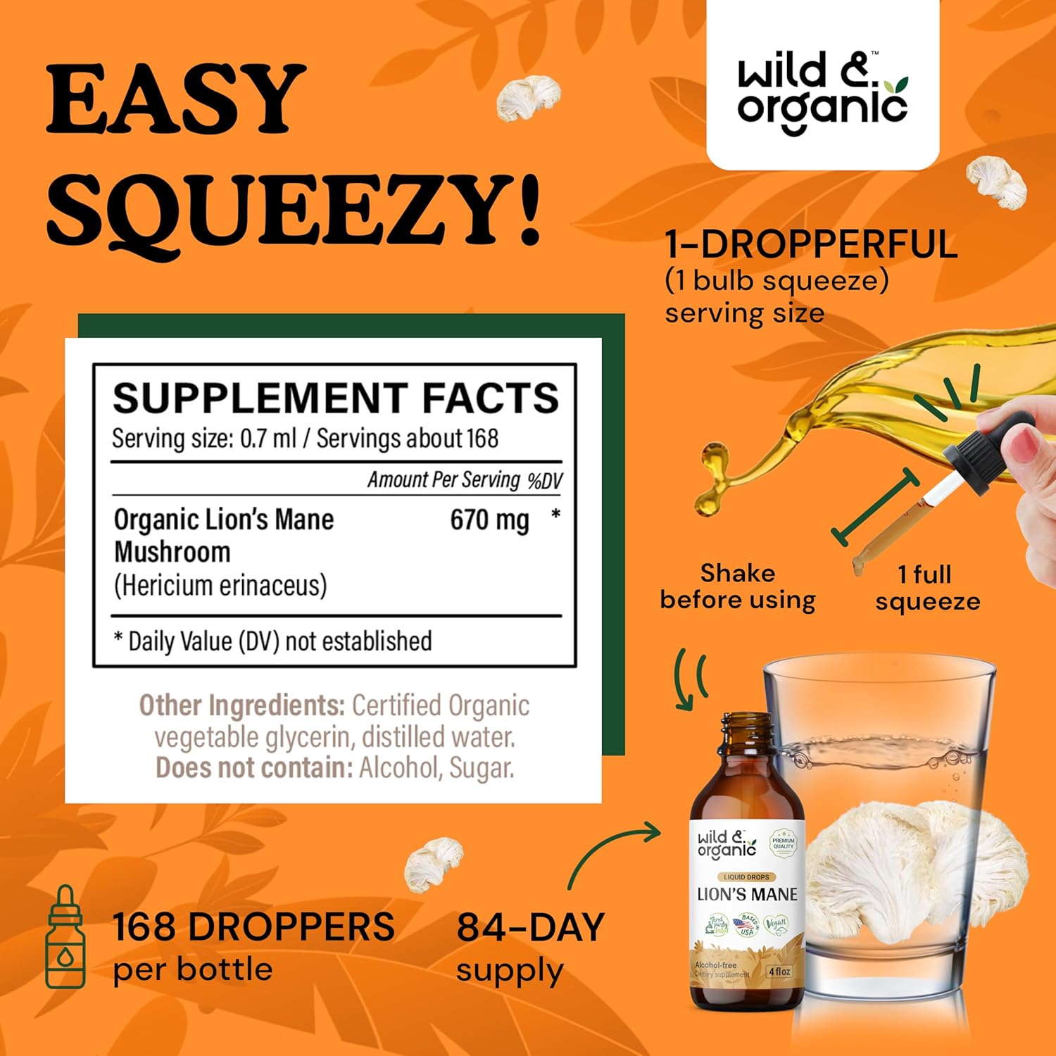 4 fl oz Wild & Organic Maca Ashwagandha Tincture with Lion's Mane Tincture