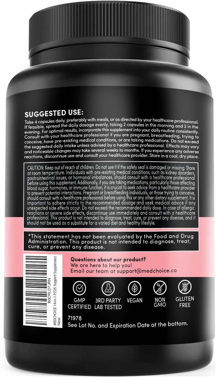 4-in-1 Inositol Supplement for Women - Hormone Balance, PCOS Support, Energy Boost - 240 Capsules