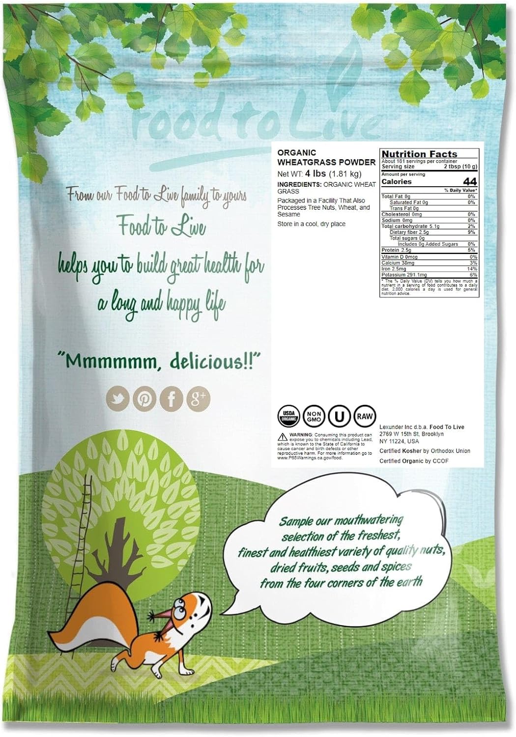 4 lbs Organic Wheatgrass Powder - Non-GMO, Raw Vegan Superfood with Fiber, Chlorophyll & Minerals - Bulk Juice Ingredient