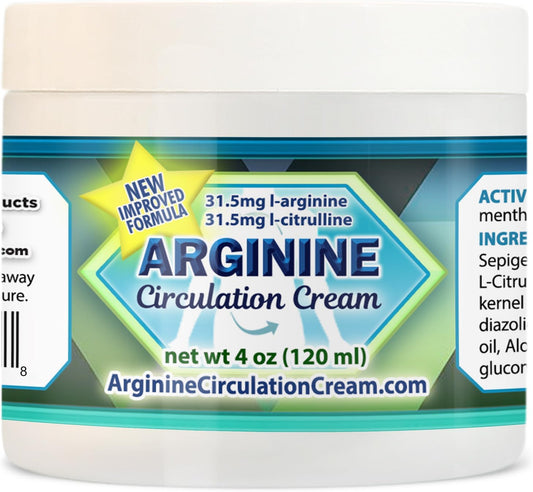 4 oz Arginine Circulation Cream with Menthol, L Arginine & L Citrulline for Healthy Leg & Body Blood Flow - Whole Family Products