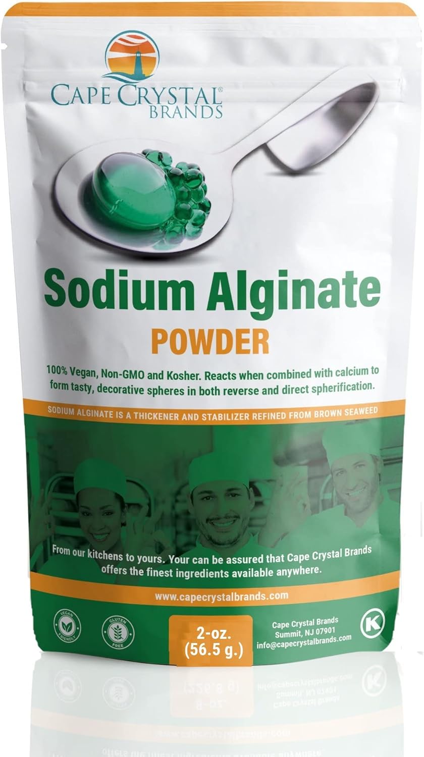 4-Oz Cape Crystal Sodium Alginate and Calcium Chloride Spherification Kit for Molecular Gastronomy Practice