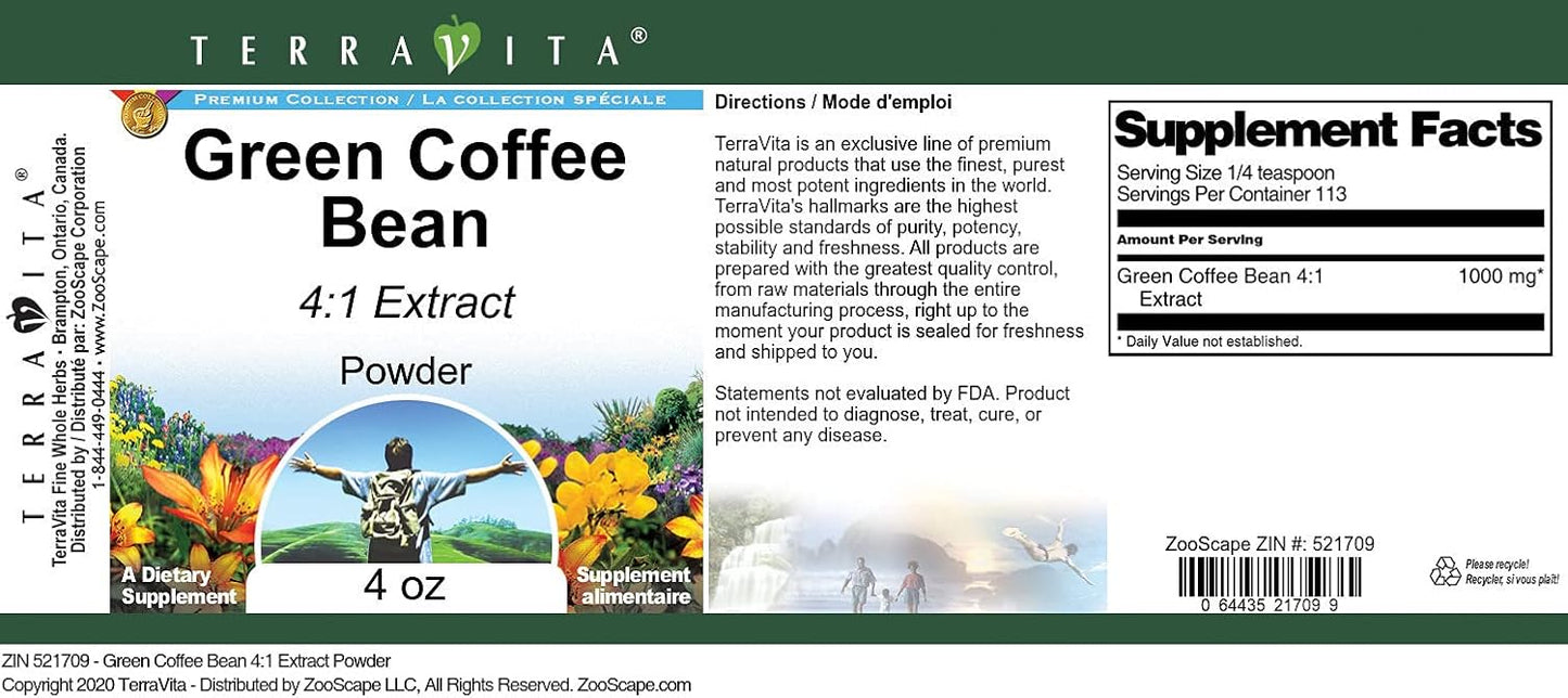 4 oz Green Coffee Bean 4:1 Extract Powder - High Quality Supplement (ZIN: 521709)