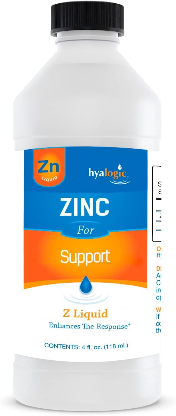 4 Oz Liquid Zinc Supplement with Hyaluronic Acid for Immune Support - Daily Mineral Boost for Hydration - Gluten Free, Cruelty Free - Men and Women's Immune Zinc Liquid