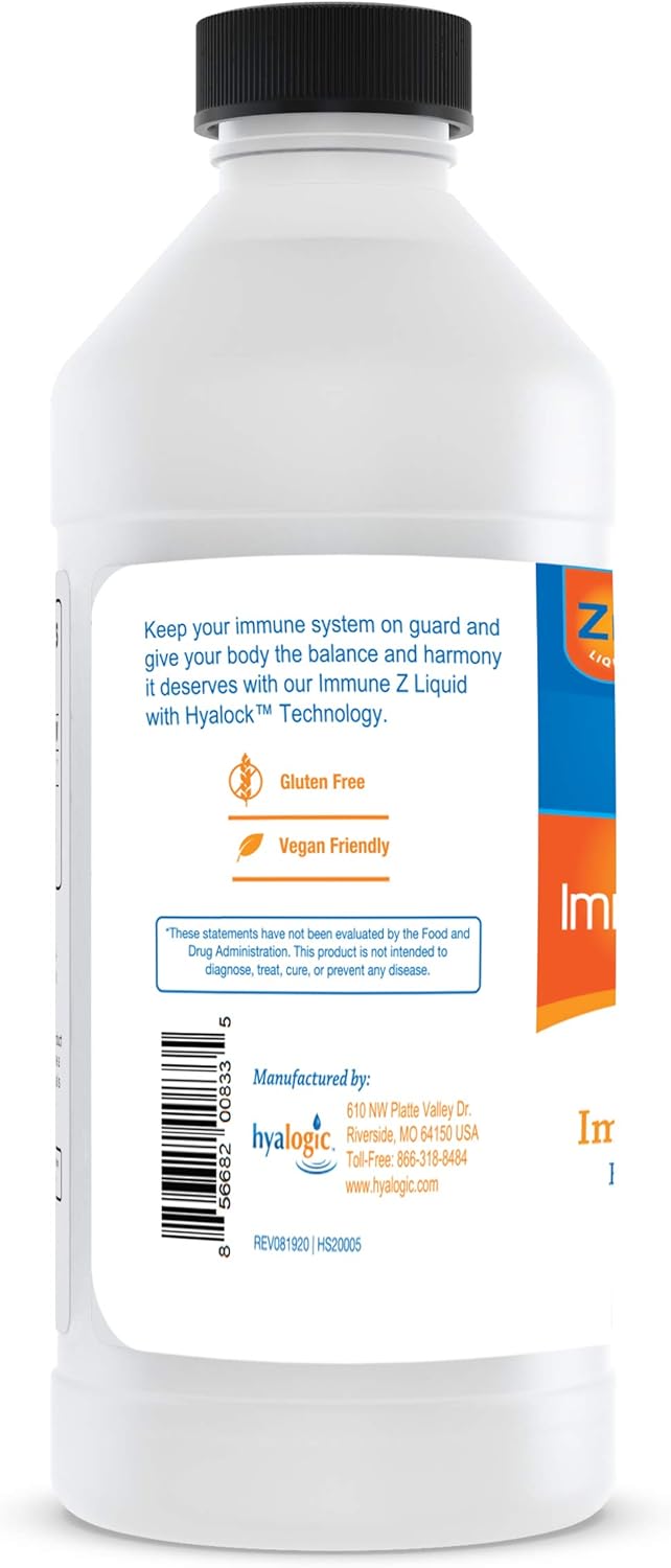 4 Oz Liquid Zinc Supplement with Hyaluronic Acid for Immune Support - Daily Mineral Boost for Hydration - Gluten Free, Cruelty Free - Men and Women's Immune Zinc Liquid