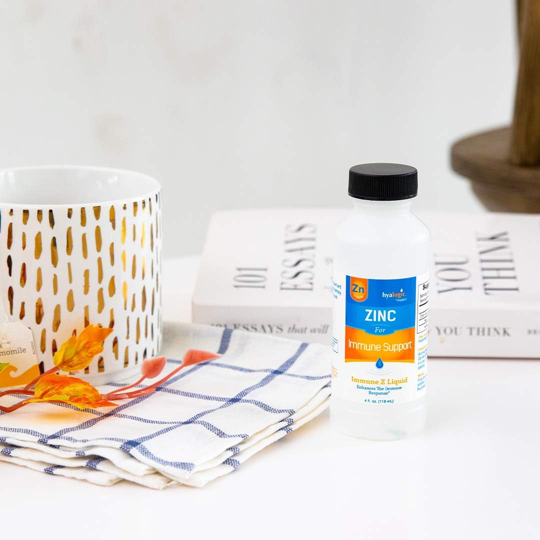 4 Oz Liquid Zinc Supplement with Hyaluronic Acid for Immune Support - Daily Mineral Boost for Hydration - Gluten Free, Cruelty Free - Men and Women's Immune Zinc Liquid