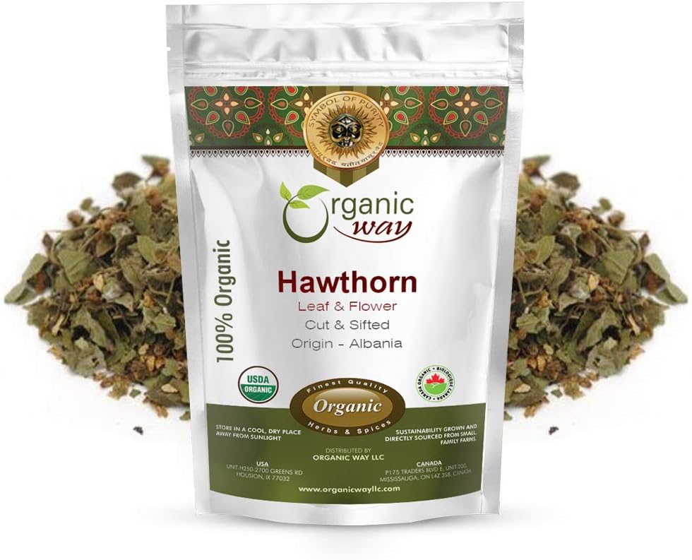 4 Oz Organic Hawthorn Leaf and Flower Cut & Sifted Herbal Tea - European Wild-Harvested, USDA & Kosher Certified - Non GMO & Gluten-Free from Albania