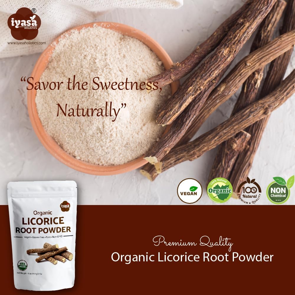 4 oz Organic Licorice Root Powder - Mulethi, Glycyrrhiza glabra - Natural Expectorant, Candy Flavoring Agent, Superfood
