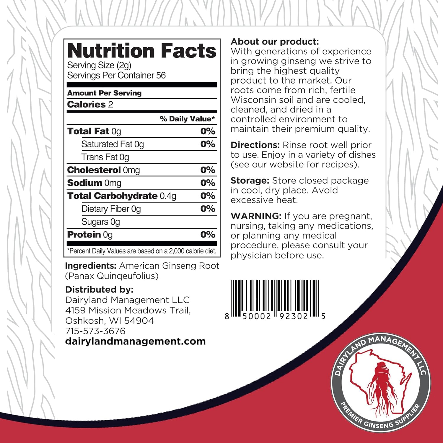 4 oz Pack of Dairyland American Ginseng Roots Prongs - Non-GMO, Gluten Free Wisconsin Ginseng for Soup, Tea, Congee - Herbal Supplement by Dairyland Management LLC