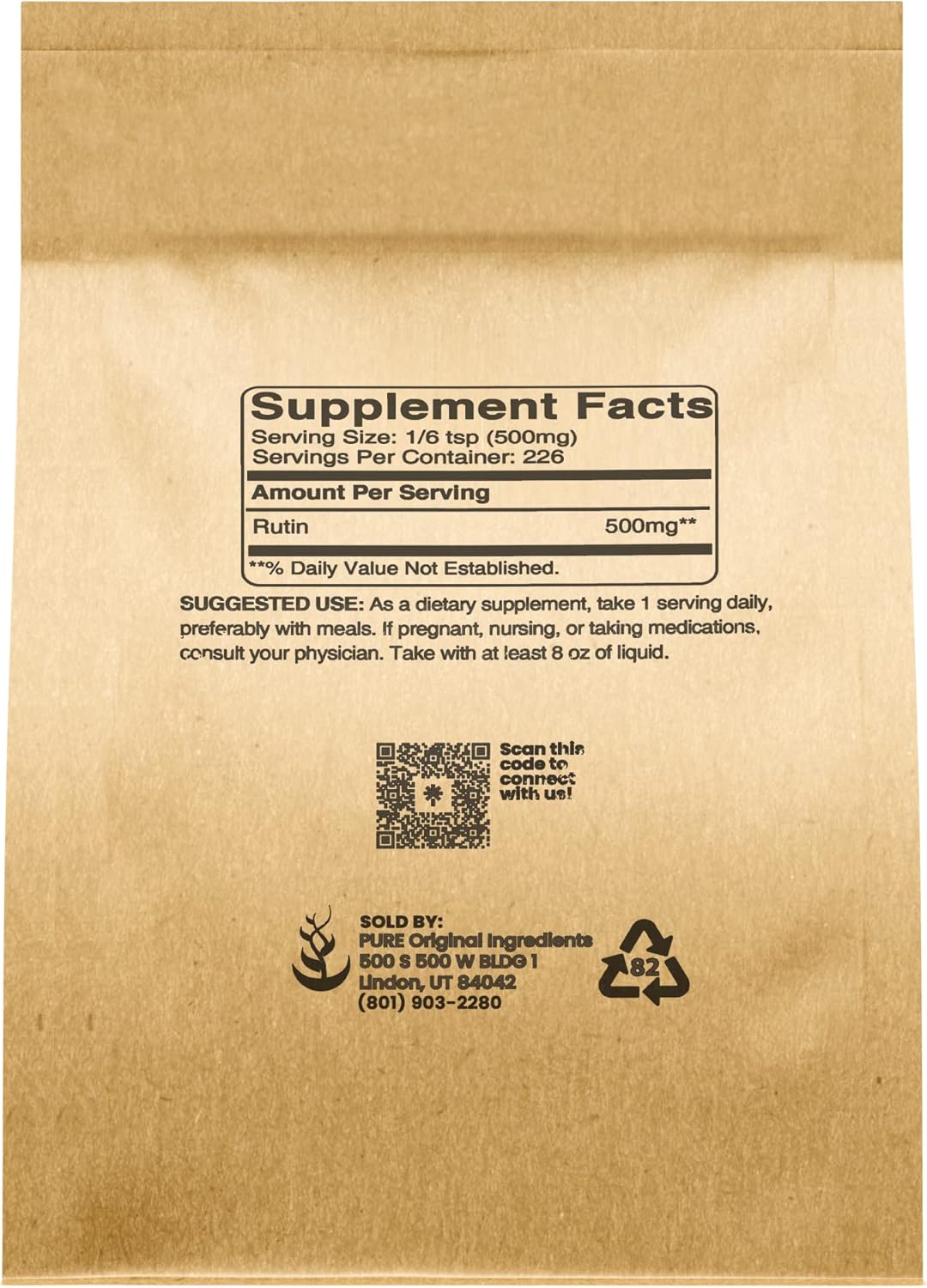 4 oz Rutin Powder - Pure Original Ingredients, Lab Verified, No Additives or Fillers