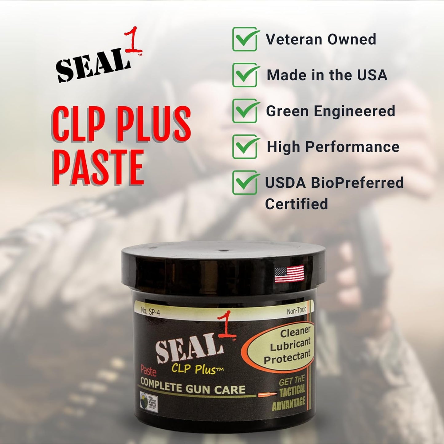 4 oz Seal 1 CLP Plus Gun Cleaner Paste - All-in-One Lubricant, Protectant, and Rust Inhibitor