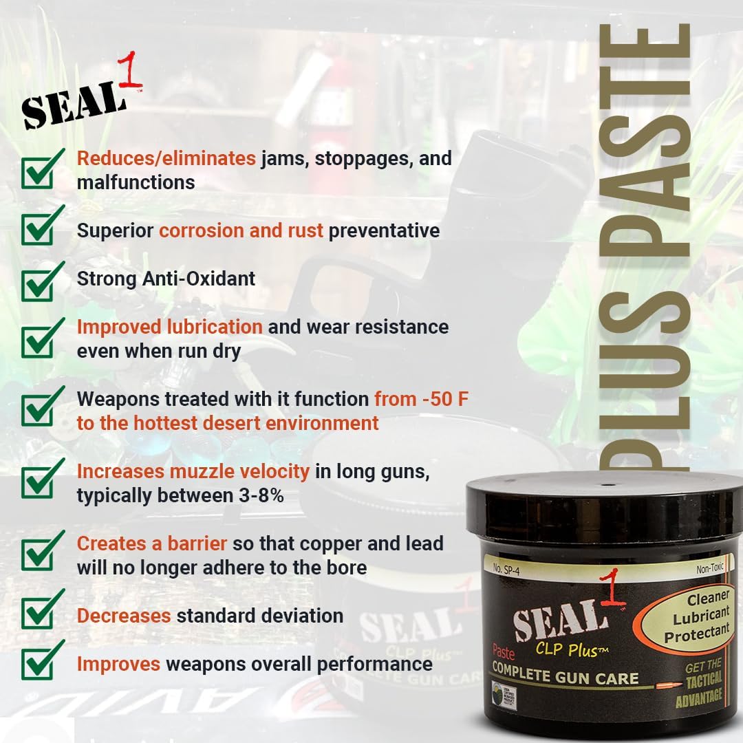 4 oz Seal 1 CLP Plus Gun Cleaner Paste - All-in-One Lubricant, Protectant, and Rust Inhibitor